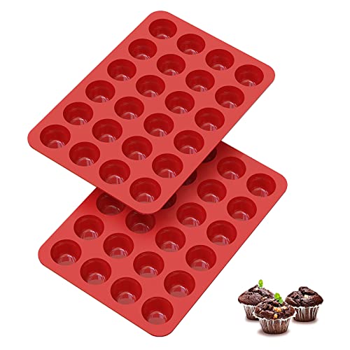 SILIVO Mini Muffinform Silikon für 24er - 2 Stück Mini Muffins Backform, Antihaft Klein Silikon Muffinförmchen, Cupcake Formen