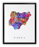 Dignovel Studios 8X10 Unframed Nigeria Map Watercolor Art Print Map Motherland Country West Africa illustrations Art Print Wall Wedding Poster Housewarming Wall Décor DN756