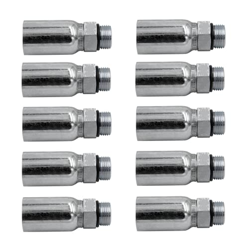 Image of 1 /4 inch Hose x #4 SAE /ORB Male Hydraulic Hose End Crimp Fitting | MB-04-04 (10-PACK)