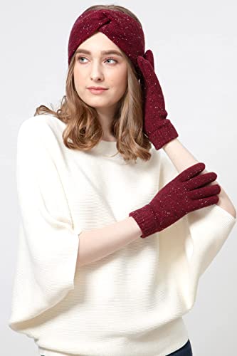 BYOS Winter Solid Toasty Warm Fleece Lined Knit Gloves & Headband 2 PCs Set4
