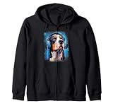 Rave EDM Greater Swiss Mountain Dog Headphone Zip Hoodie
