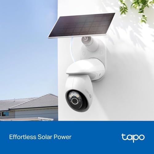 Tapo 4K Solar-Powered Outdoor Camera Wireless, 360° View, No Monthly Fee, Person/Vehicle Detection, 24/7 Time-Lapse Capture, Starlight Color Night Vision, SD/Cloud Storage, Works w/Alexa & Google Home by Tapo - Used condition - CA$201.90