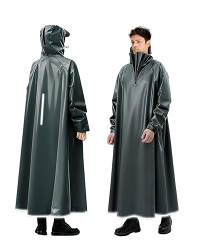Image of ANYCHO Long Rain Coat for Men Waterproof and Women, Durable Oxford Unisex Raincoat for Men Waterproof with Adjustable Hood & Reflective Stripe