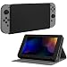 Fintie Nintendo Switch Case - [Multi-Angle Viewing] Ultra Slim Vegan Leather Play Stand Cover with Elastic Strap for Nintendo Switch 2017 - Black