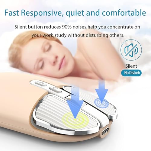 Image of KINGSTER Wireless Bluetooth Rechargeable Mouse - Silent Click, Dual Mode (BT 5.2 + 2.4GHz), Adjustable DPI (800 /1200 /1600), Ergonomic Design - for Laptop, PC, Mac (White & Multi-Color) (Cream Color)
