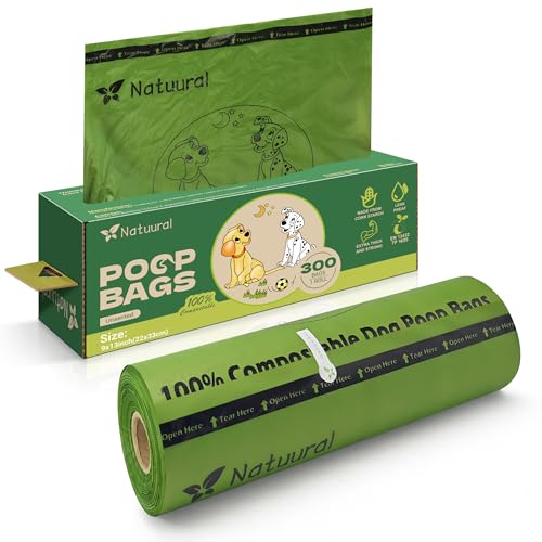 Compostable Dog Poop Bags-300 Bags 1Rolls, Poop Bags for Dogs Made of Cornstarch, Unscented, Ideal for Backyard or Home and Cat Litter Disposal - Image 8