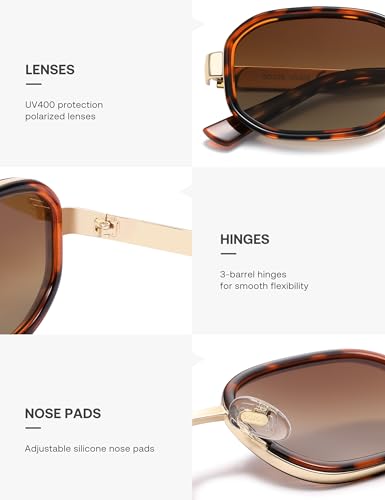 Image of SOJOS Trendy Rectangle Polarized Sunglasses for Women Men,Retro Square Shades Chic Sun Glasses SJ1291