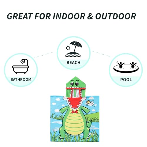 Image of NovForth Kids Beach Towel for Boys Girls, Shell Mermaid Hooded Bath Towel Wrap, Toddler Pool Towel with Hood