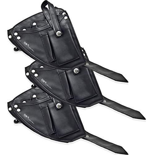 Pack 3 bandoleras porta útiles negra especial para peluquería (tijeras, navajas,) alta calidad tamaño compacto IJS By DoriBell
