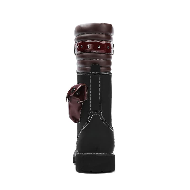 Image of CHUUMEE Men's Wear Resistant Cycling Motorcycle Boots Side Zipper Waterproof Biker Riding Punk Rock Metal Toe Cowboy Western Tactical Army Boot