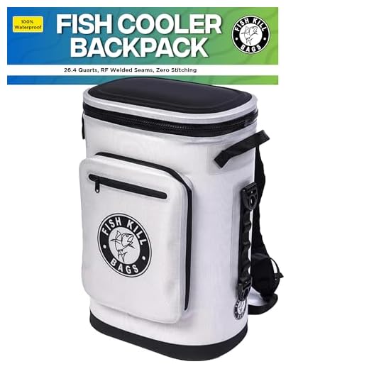 Fish Kill Bags Premium Insulated Fish Cooler Backpack, 26.4 Quarts, RF Welded Seams, Zero Stitching, 100% Waterproof & Leakproof with Backpack Style for Easy Transport