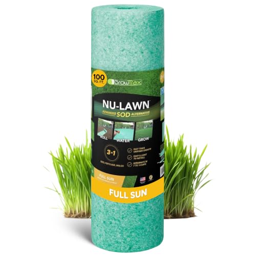 Growtrax Biodegradable Grass Seed - 100 SQFT Bermuda Rye - Grass Seed and Fertilizer for Lawns Dog Patches & Shade - Just Water & Grow - No Fake or Artificial Grass