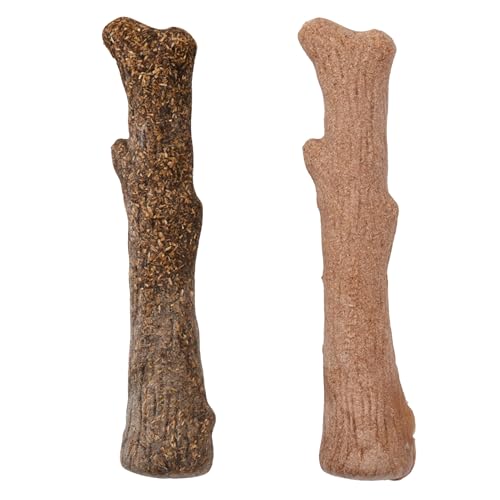 Pupstages Dogwood Calming Dog Chew Toy – Real-Wood Blend, Moderate Chewers, Medium, 7.5', 2-Pack (Natural & Hemp Flavors)