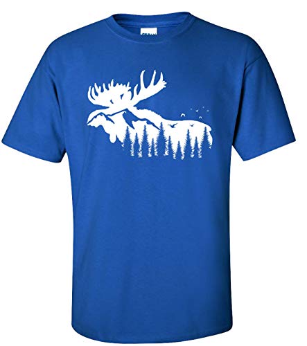 Trenz Shirt Company Men's Outdoors Moose Silhouette Scenic Mountain Forest
