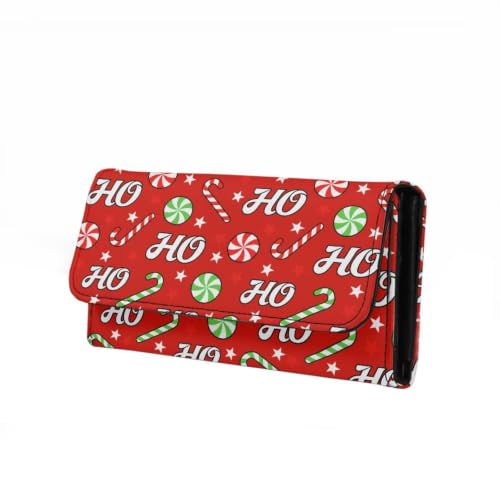 Image of AFPANQZ Wallet for Women Credit Card Holder with Coin Purse Zipper Wallet | Christmas Hoho Print Women's Clutch Organizer Long Spacious Trifold Design for Lady