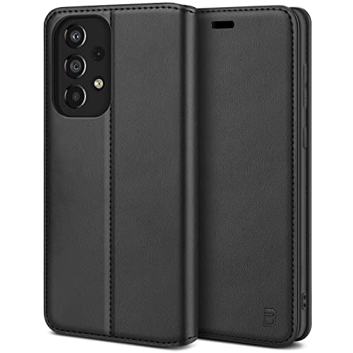BEZ Funda Samsung A53 5G, Carcasa Compatible para Samsung Galaxy A53 5G Libro de Cuero con Tapa y Cartera, Cover Protectora con Ranura para Tarjetas y Billetera, Cierre Magnético, Negro Cover