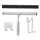 Wodasi Rasqueta Limpiacristales Ducha, Rasquetas Limpiacristales para Ducha, Acero Inoxidable, Espátula limpiacristales para Ducha con 2 Gancho Incluido y 1 Goma de Repuesto