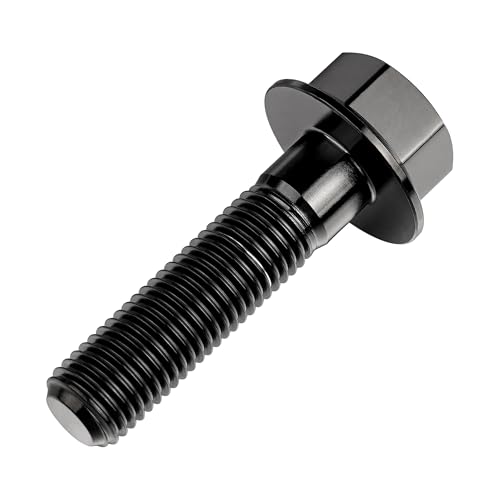 Image of Ti Screws M10 x 20 25 30 35 40 45 50 55 60 65 70 75 80 90 100mm 1.25 Pitch Titanium Flange Hex Bolt Pack of 4 (Black, M10x40mm)