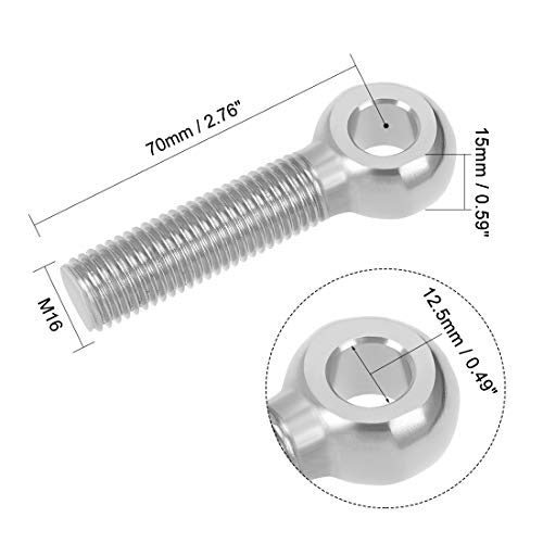 Image of uxcell M16 x 70mm Machinery Shoulder Swing Lifting Eye Bolt 304 Stainless Steel