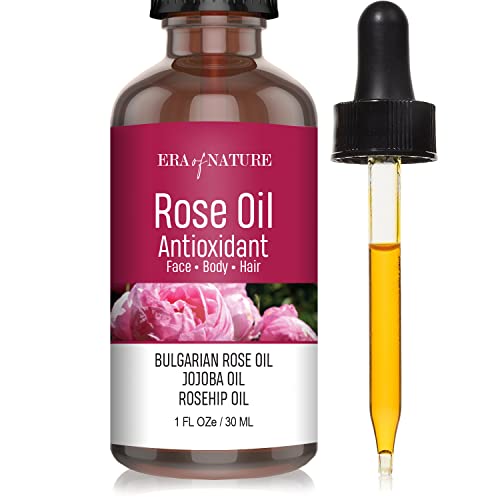 Era Of Nature Antioxidant Rose Essential Oils - Aromatherapy Therapeutic Grade Bulgarian Rose Oil With Rosehip Seed Oil And Jojoba Oil For Skin, Hair, Face, Candle Making And Soap Making 30Ml #TOP15