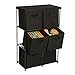 Function Home 6 Drawer Storage Organizer, Fabric Chest Cabinet, 3 Tier Metal Shelves with 6 Non-Woven Collapsible Bins, Organizer Tower Unit for Storing Clothing Documents Books Towels in Black