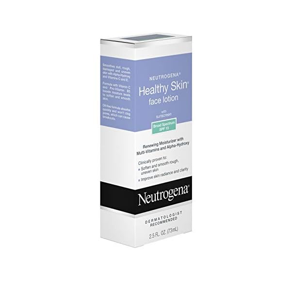 Neutrogena Healthy Skin Face Moisturizer Lotion with SPF 15 Sunscreen & Alpha-Hydroxy Acid, Anti-Wrinkle Treatment with Vitamins C, E & B5, Oil-Free & Alcohol-Free, 2.5 fl. oz