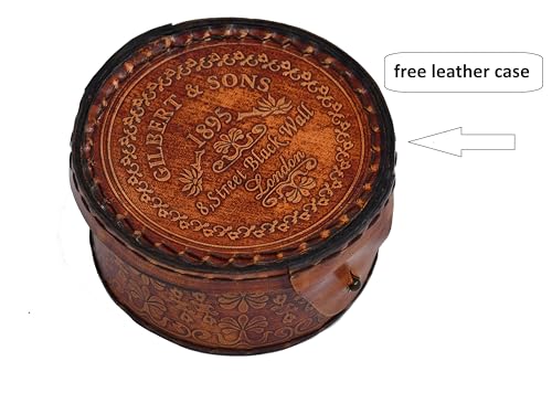 Bússola de relógio de sol em estojo de couro presentes náuticos de latão para homens, acessório de a