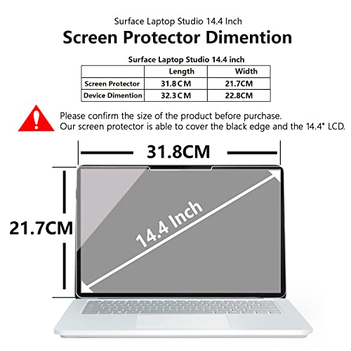 MEGOO (2 Pack screen protector for Surface Laptop Studio 2/1 14.4",Perfect Fit Touch ID/Anti Fingerprint/ 9H (Model 2029/1964) - Image 3
