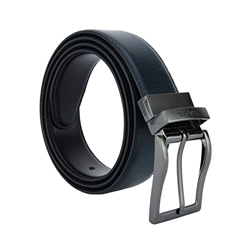 Laura Biagiotti Ceinture Homme Réversible En Cuir Véritable, 3,5 cm de hauteur, Ajustable et Raccourcissable