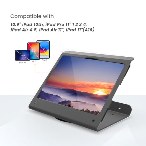Beelta Tablet POS Stand - Heavy Duty Steel Kiosk Stand with 360° Swivel Base Anti-Theft - Compatible with 10.9" iPad 10th, Pro 11" 1 2 3 4, Air 4 5, Air 11"(M2/M3/M4), iPad 11"(A16) by Beelta - Image 5