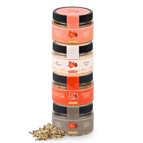 Gourmet Maple BBQ Rub & Seasoning Set – 4-Pack Grill Spices for Meat, Burgers, Salmon & Vegetables – Made in Canada
