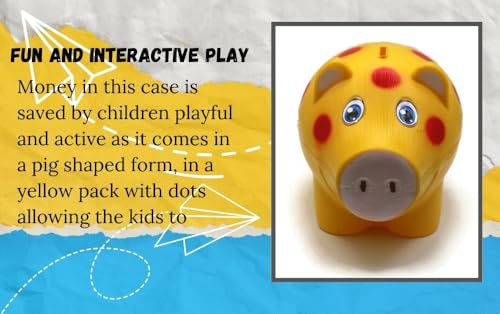 Image of Piggy Bank for Kids with Lock & 2 Keys - Pig-Shaped Polka Dot Coin Bank for Boys & Girls | BIS Certified Plastic Gullak | Money Saving Bank Gift Toddlers 3+ Years | Made in India (Yellow)