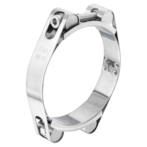 sourcing map T-Bolt Hose Clamp, 304 Stainless Steel Intake Soft Hose, Clamp Range 90-100mm for 3.94" Hose ID, T-Clamps for Automotive, Intercooler, Radiator, Silver