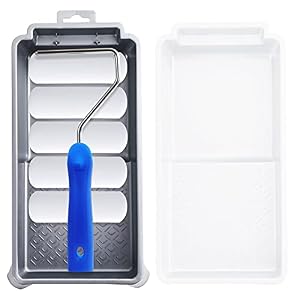 Mister Rui 4 Inch Foam Paint Roller Kit, 8 Pack – Mini Roller Set with 4” Small Roller Covers, Frame, Tray & Liner for Smooth Painting on Walls, Trim, Furniture, Home DIY Projects