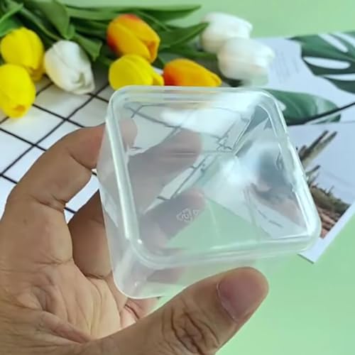 Image of 24 Pieces Square Empty Mini Clear Plastic Storage Containers (2.48 x 2.48 x 1.58 inch) with Lids for Tiny Items and Other Craft Projects