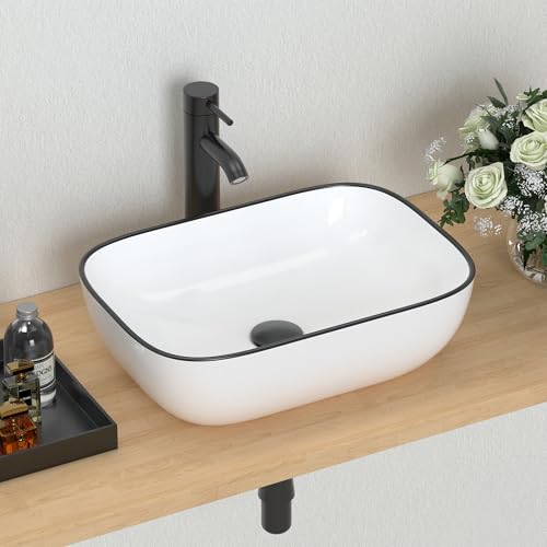 J-FAMILY 18.3'' x 13'' Bathroom Vessel Sink White Porcelain Ceramic