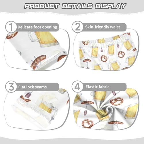 Beer Mugs Pretzel Girls Leggings,Workout Leggings for Girls Toddler Athletic Leggings Size for 3-10T3