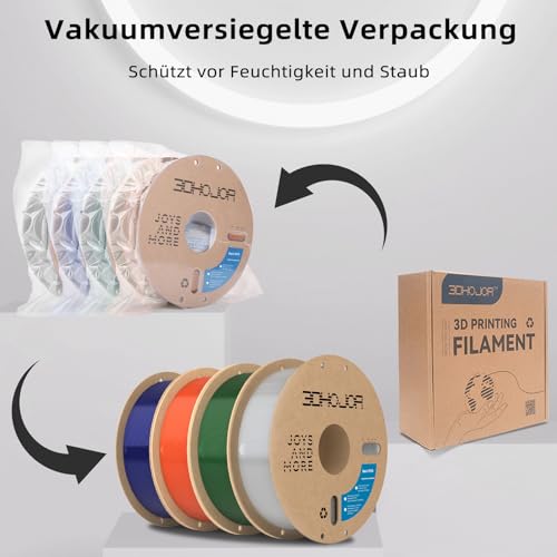Image of 3DHojor Update Basic PETG Filament 1.75mm 3D Printing Filament 1kg*4 Bundle 3D Filament 1.75mm Dimensional Accuracy + /- 0.03mm with Most 3D Printers-4Pack Clear+Geen+Blue+Orange