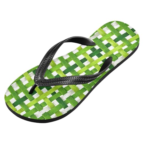 Flip Flop Sandals Green Weave Pattern Print for Women Men Beach Outdoor XS2