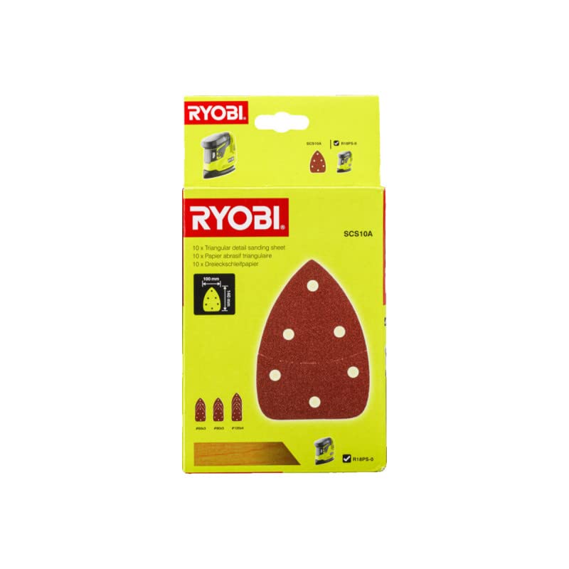 Confezione RYOBI - Levigatrice triangolare RPS18-0 - 18V OnePlus - senza batteria e caricabatterie - Set di 10 fogli abr