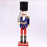 Wooden Craft Traditional Nutcracker Christmas Collectible Blue King Nutcracker Handmade 14 inch
