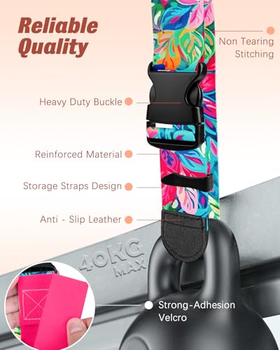 Image of Slohif Luggage Straps to Connect Two Suitcases - Adjustable Add A Bag Suitcase Connector Strap Belt Accessories to Hold Suitcases Together for Travel Leaf