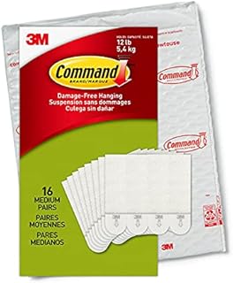 Command Medium Picture Hanging Strips, Damage Free Hanging Picture Hangers, No Tools Wall Hanging Strips for Christmas Decorations, 16 White Adhesive Strip Pairs(32 Command Strips)