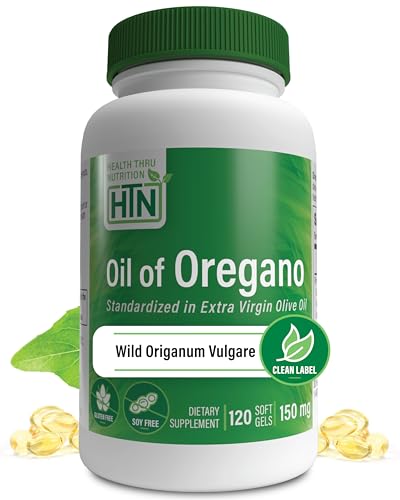 Image of Oil of Oregano Supplement 120 Softgels Non-GMO Health Thru Nutrition | Wild Harvested European Origanum Vulgare Oregano Supplement for men and women | Immune, Digestive, & Antioxidant Support