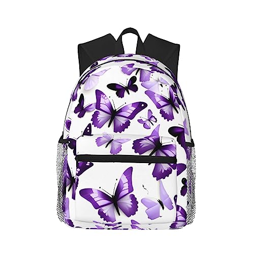 Sac à dos ordinateur imprimé papillons violets taille unique noir