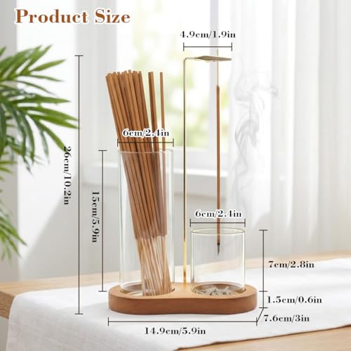 HASTHIP Glass Agarbatti Stand with Ash Catcher, Gray 1 Count - Image 3