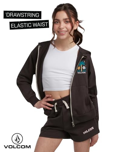Volcom Girl's Sweatsuit Set - Long Sleeve Full Zip Up Hoodie Sweatshirt and Sweat Shorts Set for Girls (Sizes: 4-12)4
