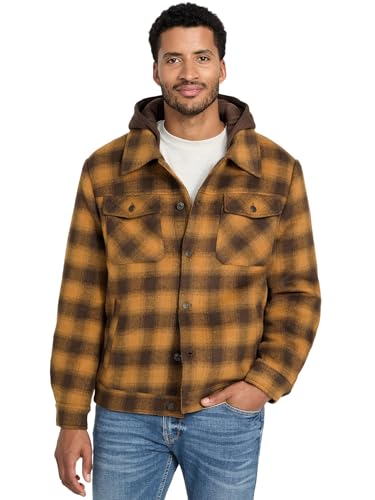GUESS Mens Otto Check Shacket, Curcuma/Brown Check, Medium