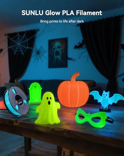 Image of SUNLU Glow PLA Filament 1.75mm Bundle,3D Printer Filament Bundle Multicolor, Individually Vacuum Packed, 250g Spool, 4 Rolls, Yellow+Green+Blue+Red