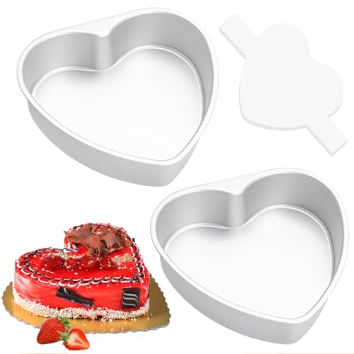 8 Inch Heart Shaped Cake Pans 2 Pack Aluminum Heart Baking Pan for Birthday